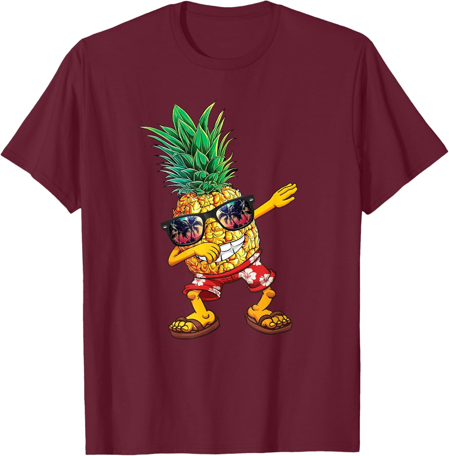 Dabbing Pineapple Sunglasses T Shirt Aloha Beaches Hawaii T-Shirt - T-Shirt | Maroon