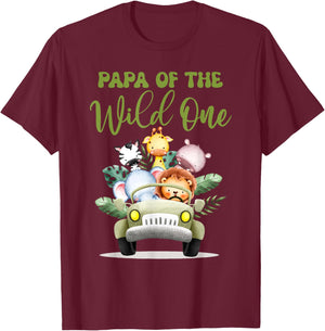 Papa Of The Wild One 1st Birthday Safari Family Matching T-Shirt - T-Shirt | Maroon