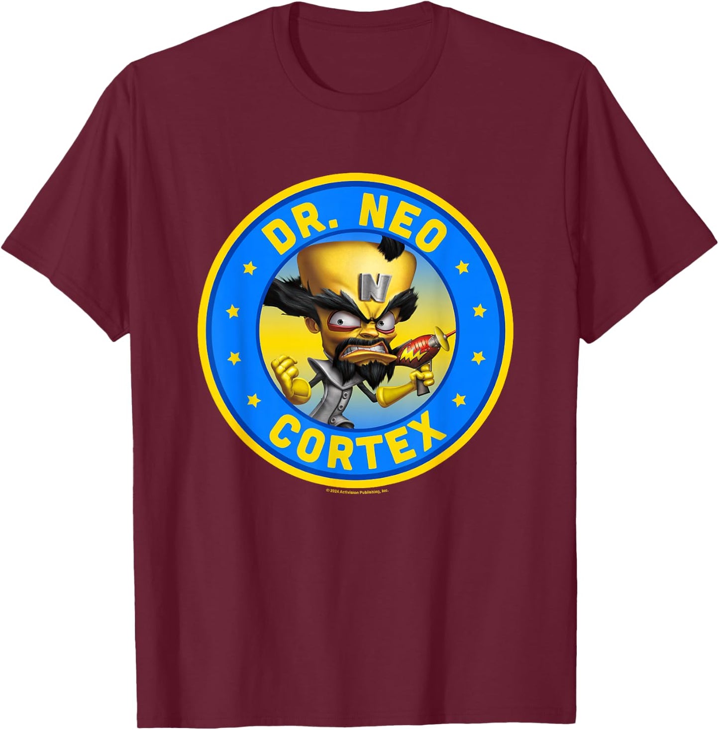 Crash Bandicoot Dr. Neo Cortex Star Spangled Logo T-Shirt - T-Shirt | Maroon