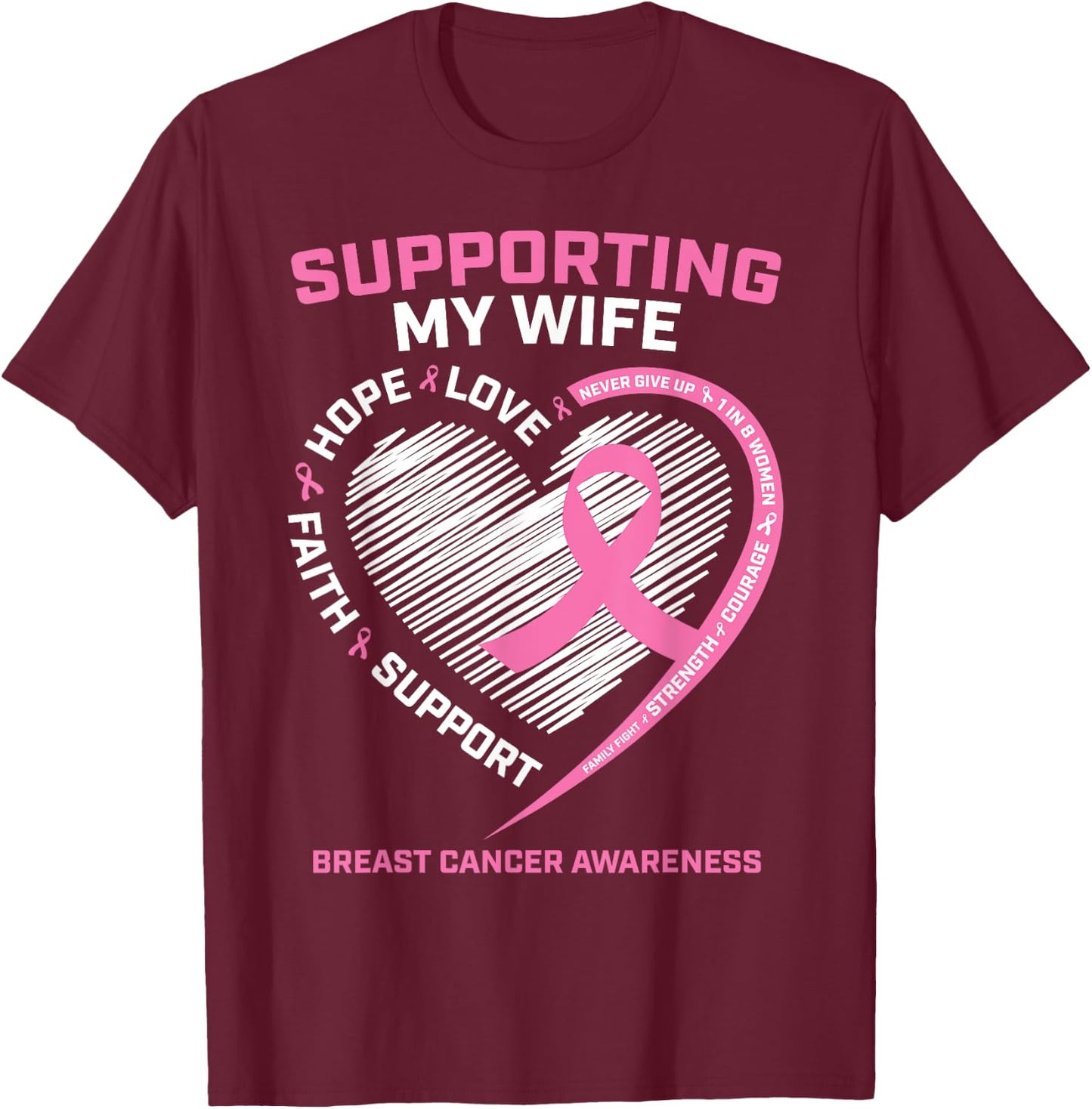 I Wear Pink For My Wife Breast Cancer Awareness Husband Men T-Shirt - T-Shirt | Maroon