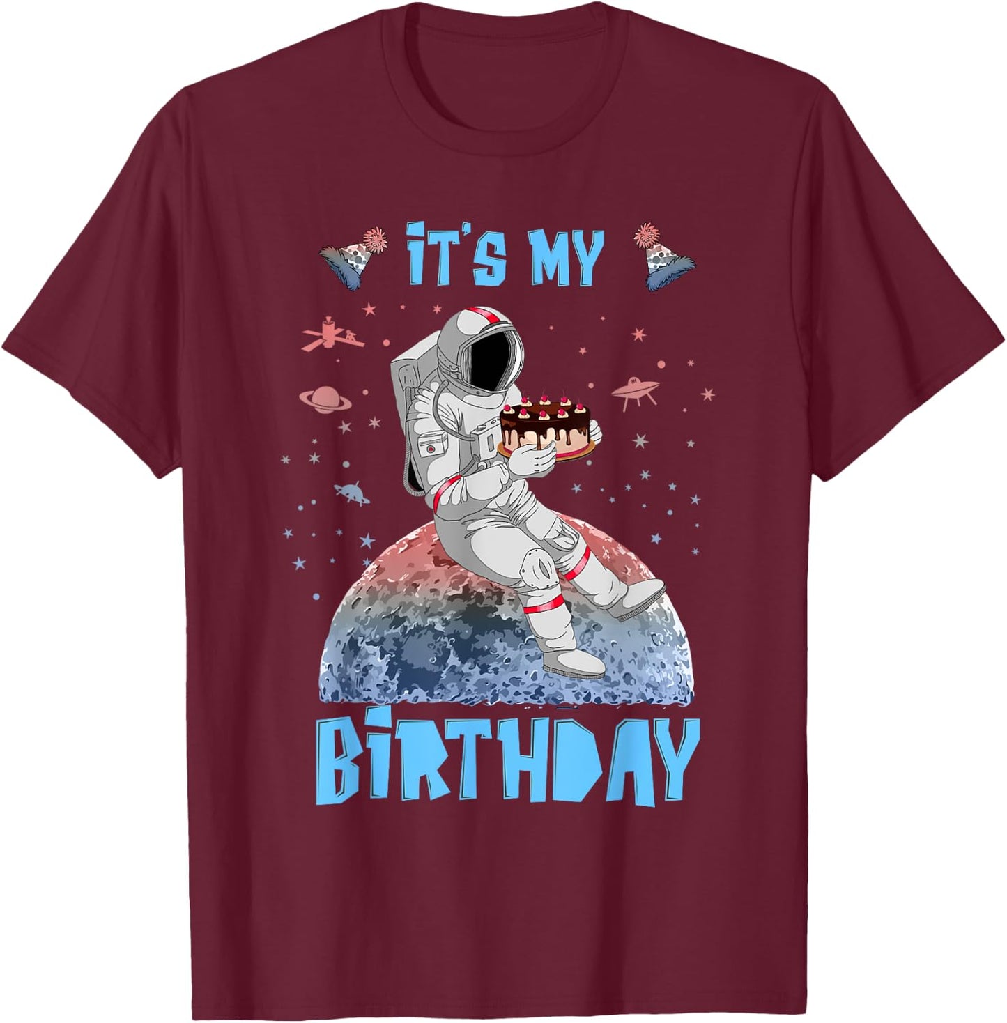 It's My Birthday Astronaut Youth Kids Outer Space Lovers T-Shirt - T-Shirt | Maroon