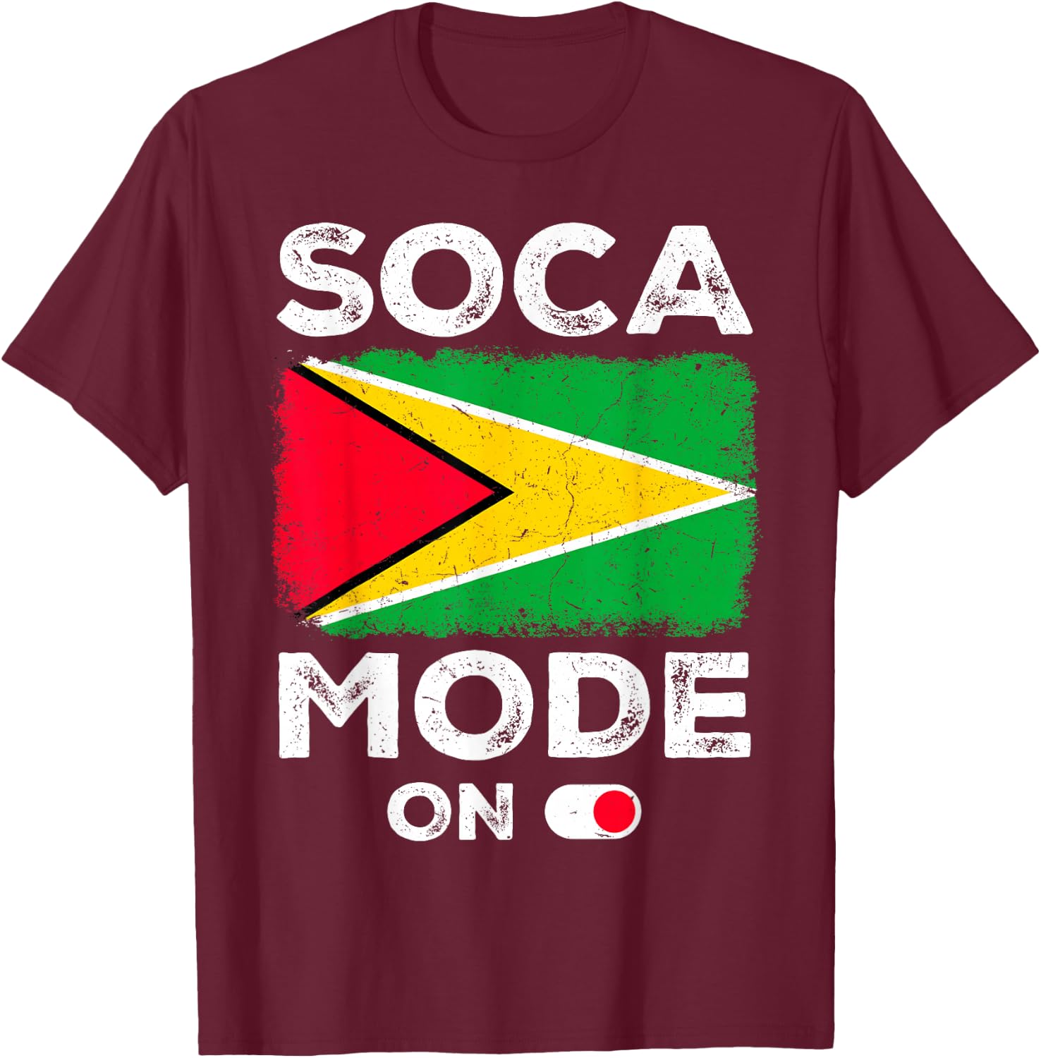 Soca Mode On Vibrant Caribbean Energy Graphic T-Shirt - T-Shirt | Maroon