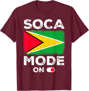 Soca Mode On Vibrant Caribbean Energy Graphic T-Shirt - T-Shirt | Maroon