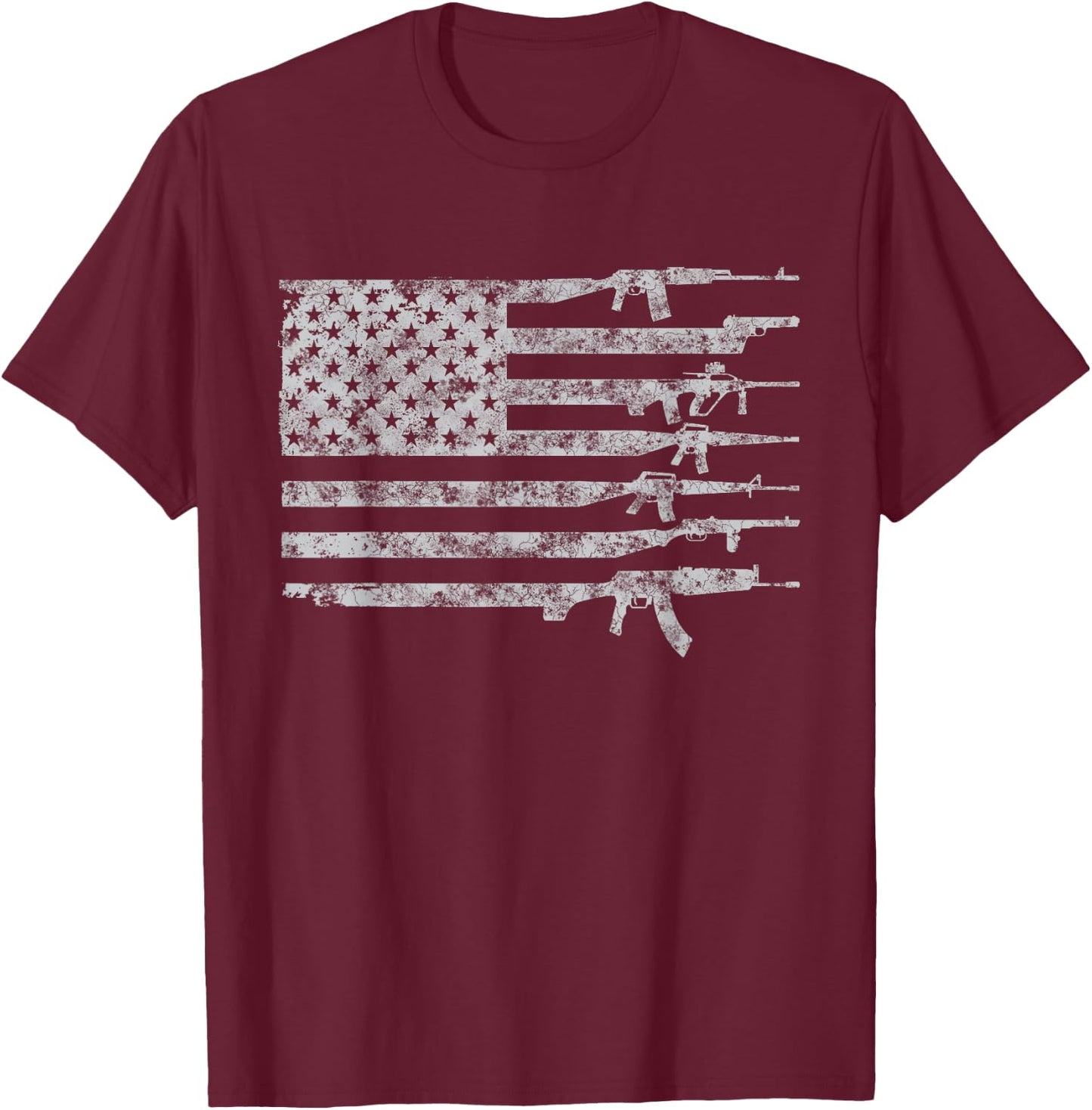 Vintage US American Flag USA Pro Gun Retro for Gun-Owners Women Men T-Shirt - T-Shirt | Maroon