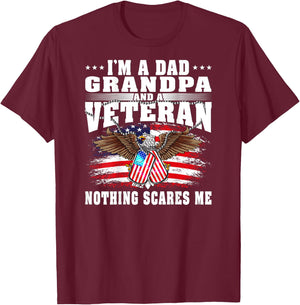 I'm A Dad Grandpa And A US Army Veteran Nothing Scares Me T-Shirt - T-Shirt | Maroon