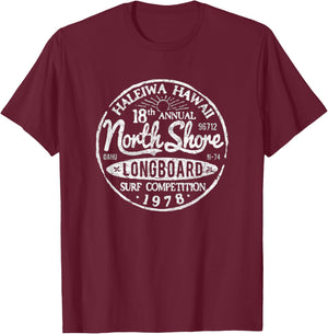North Shore Longboard Competition 1978 Oahu Hawaii Vintage T-Shirt - T-Shirt | Maroon