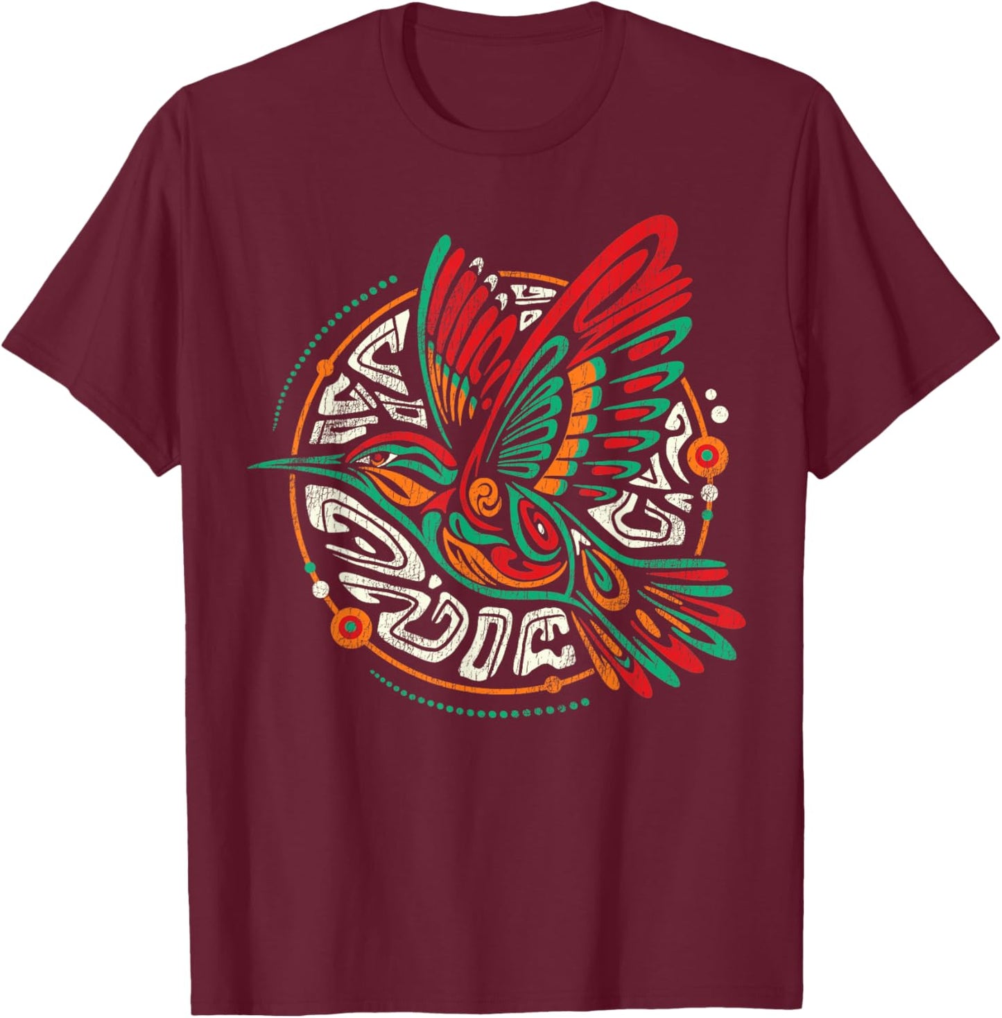 Hummingbird Tribal Art Native American Indian Indigenous T-Shirt - T-Shirt | Maroon