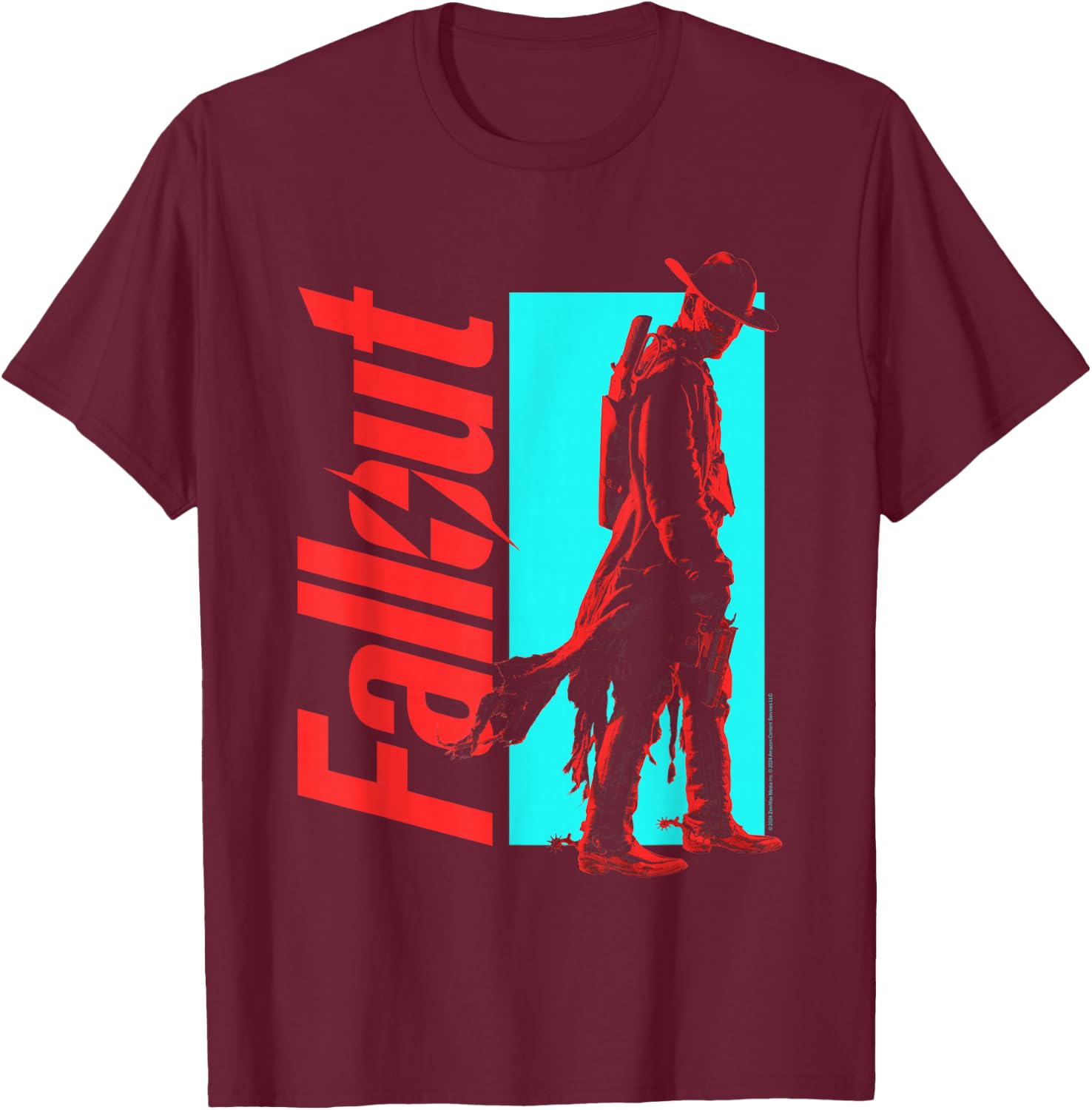 Fallout TV Series Character The Ghoul Boxed Shadow T-Shirt - T-Shirt | Maroon
