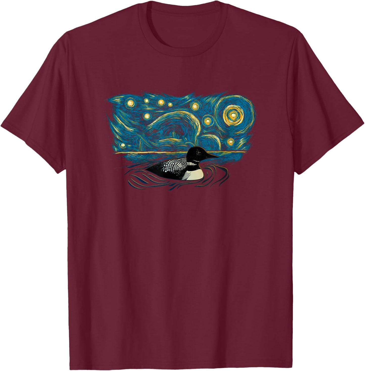 Retro Vintage Style Loon T-Shirt - T-Shirt | Maroon