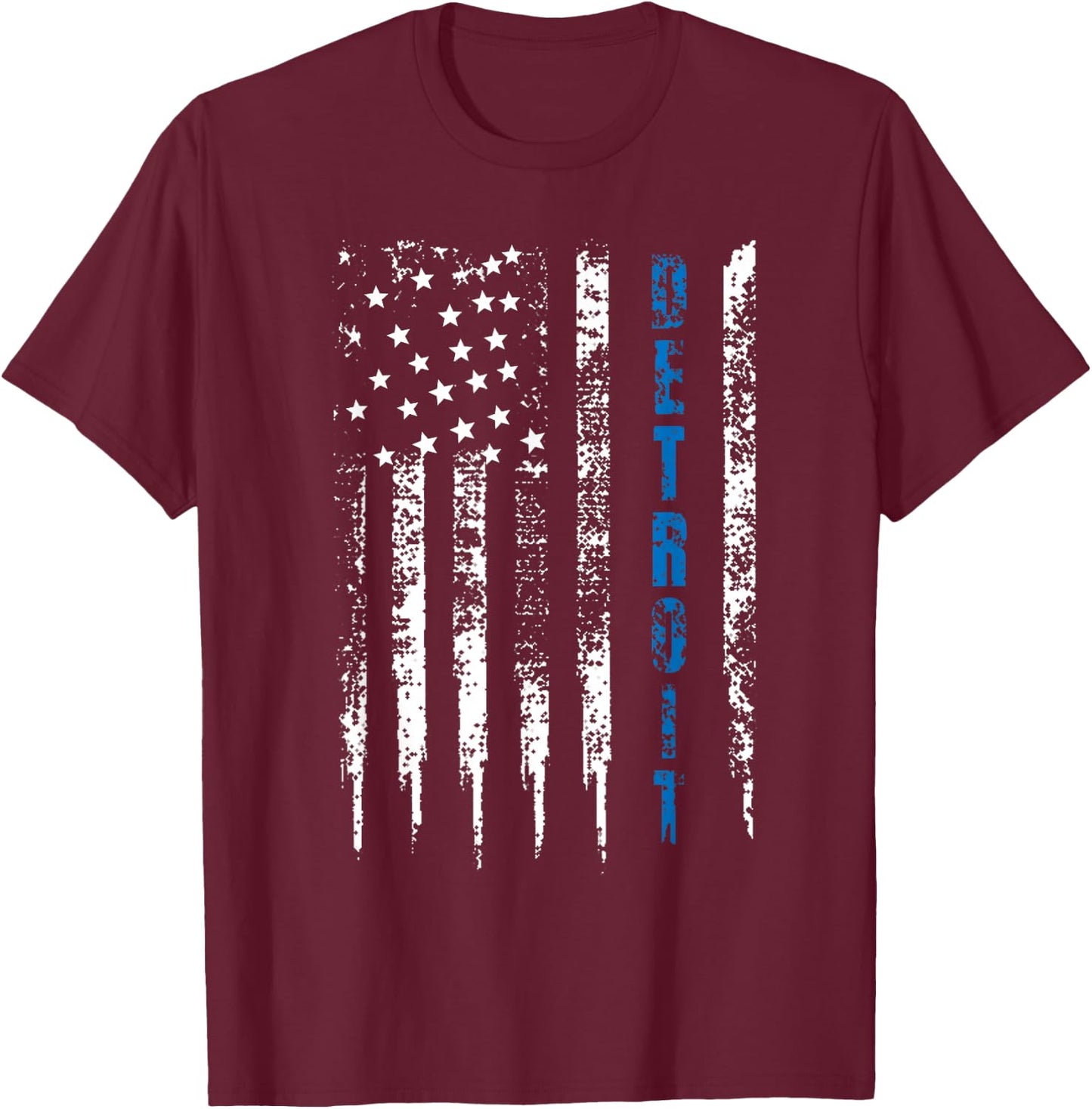Thin Line Blue Detroit Distressed National Police Week T-Shirt - T-Shirt | Maroon