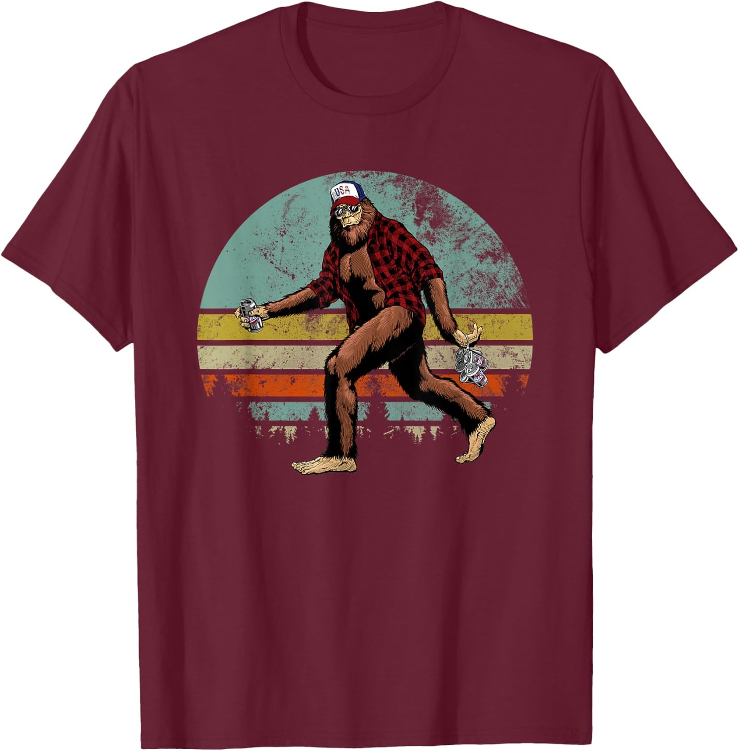 Bigfoot Loves Beer - Beer Me - Funny Bigfoot Beer Sasquatch T-Shirt - T-Shirt | Maroon