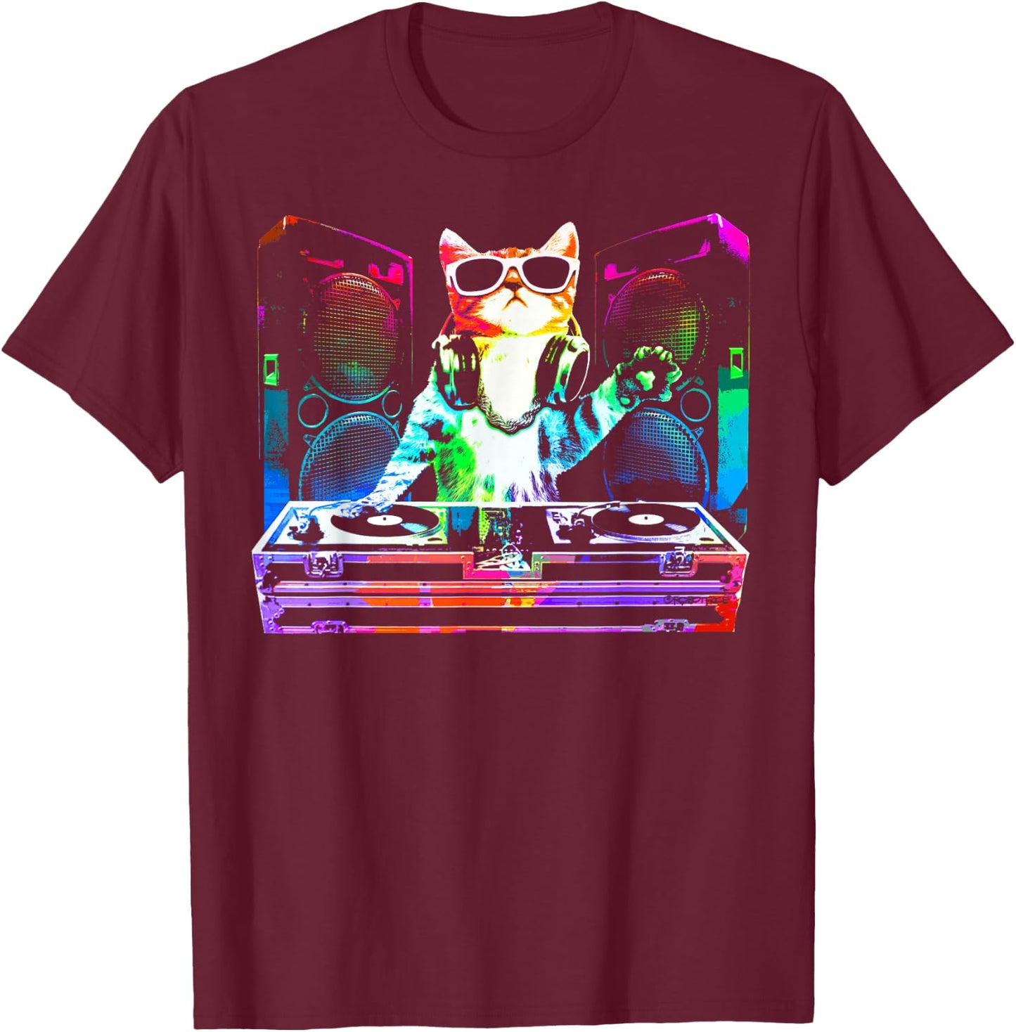 House CAT (New DJ Cat Kitty) T-Shirt - T-Shirt | Maroon