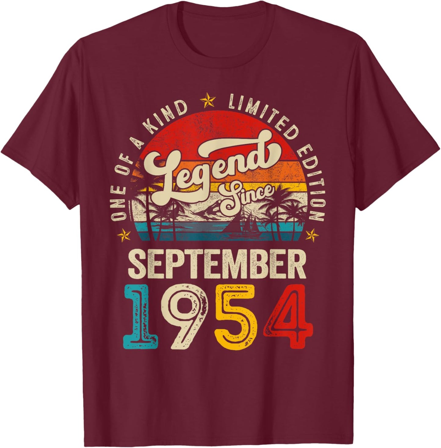 70 Years Old Legend since September 1954 70th Birthday Men T-Shirt - T-Shirt | Maroon