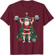 Funny Santa Weightlifting Clean Jerks Workout Christmas T-Shirt - T-Shirt | Maroon
