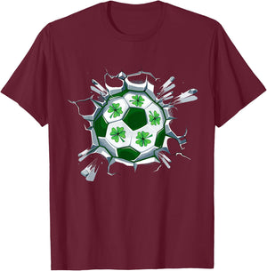 Soccer St Patricks Day Leprechaun Shamrock Boys Kids T-Shirt - T-Shirt | Maroon