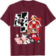 Farm Barnyard Theme Pig Cow Horse 4th Birthday 4 Yrs Old T-Shirt - T-Shirt | Maroon