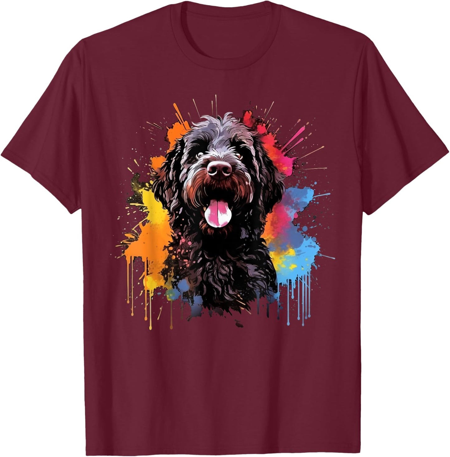 Colorful Portuguese Water dog T-Shirt - T-Shirt | Maroon