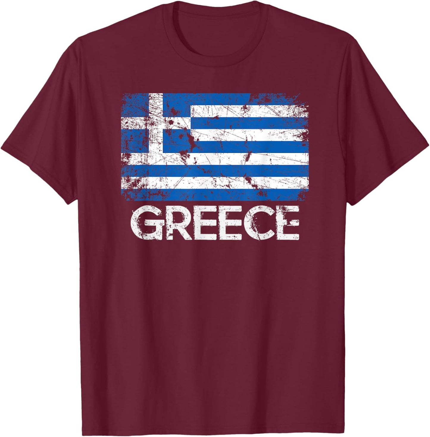 Greek Flag | Vintage Made In Greece Gift T-Shirt - T-Shirt | Maroon