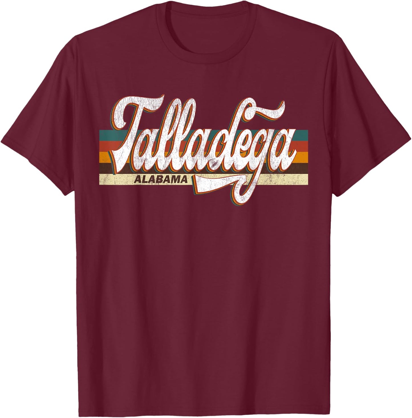 Vintage 80s 70s Talladega Retro Alabama T-Shirt - T-Shirt | Maroon