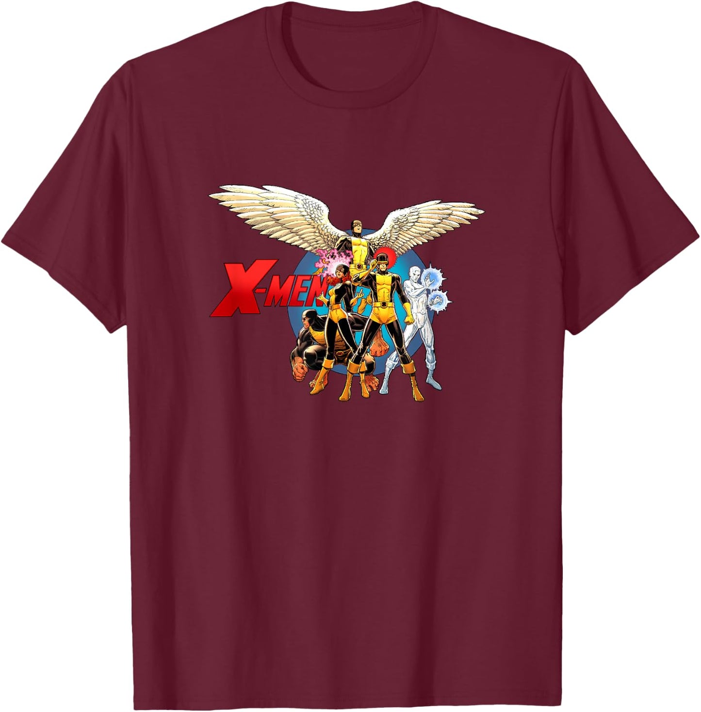 Marvel X-Men Original Team Super Hero Poses Group Shot T-Shirt - T-Shirt | Maroon
