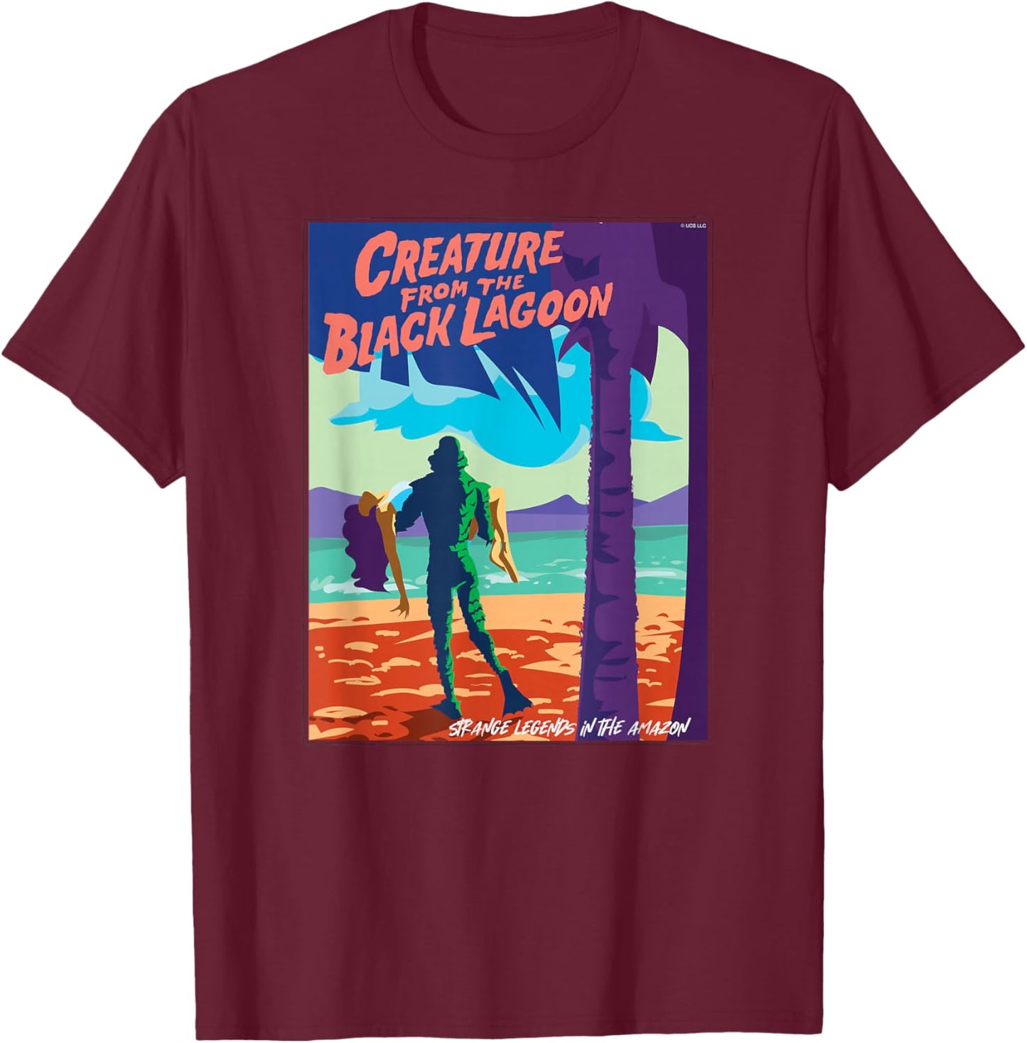 Universal Monsters Creature from the Black Lagoon Poster T-Shirt - T-Shirt | Maroon