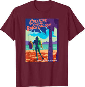 Universal Monsters Creature from the Black Lagoon Poster T-Shirt - T-Shirt | Maroon