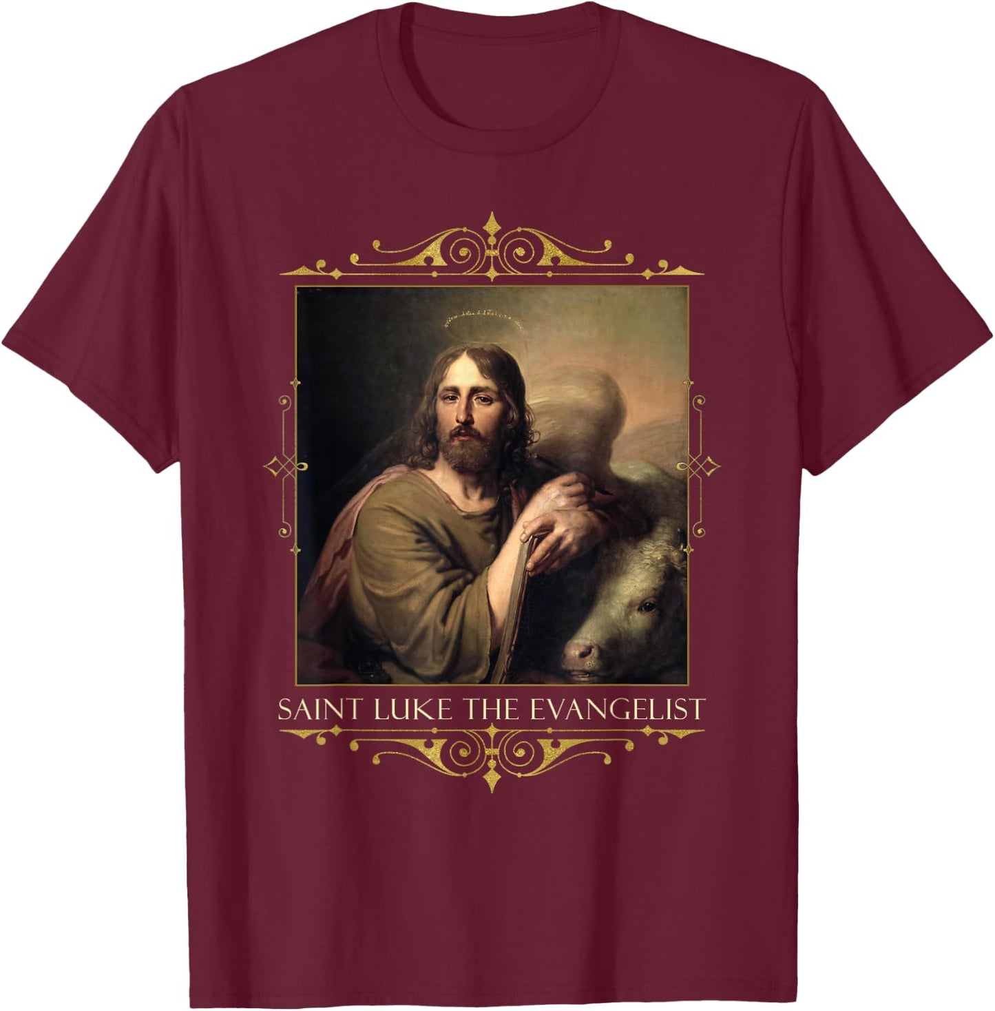 St Luke the Evangelist Prayer Patron Artists Catholic Saint T-Shirt - T-Shirt | Maroon
