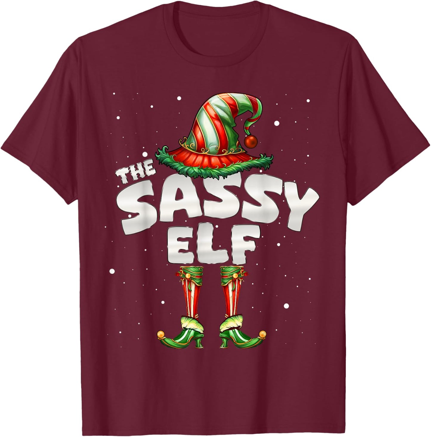 I'm The Sassy Elf Family Matching Group Christmas T-Shirt - T-Shirt | Maroon