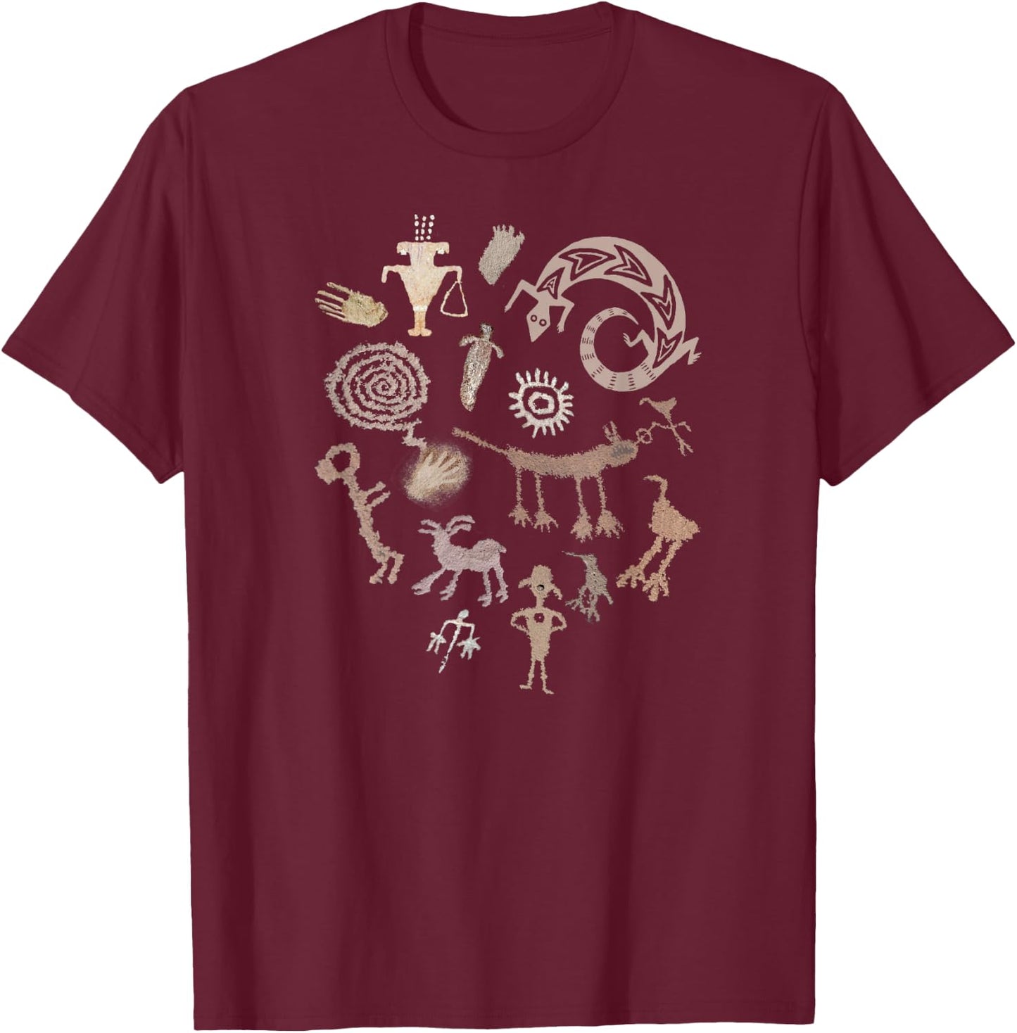 Multiple Petroglyphs! Rock carvings. T-Shirt - T-Shirt | Maroon