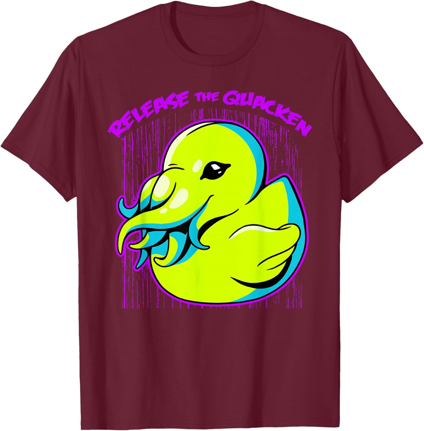 Release The Quacken Rubber Duck Cryptid Kraken T-Shirt - T-Shirt | Maroon