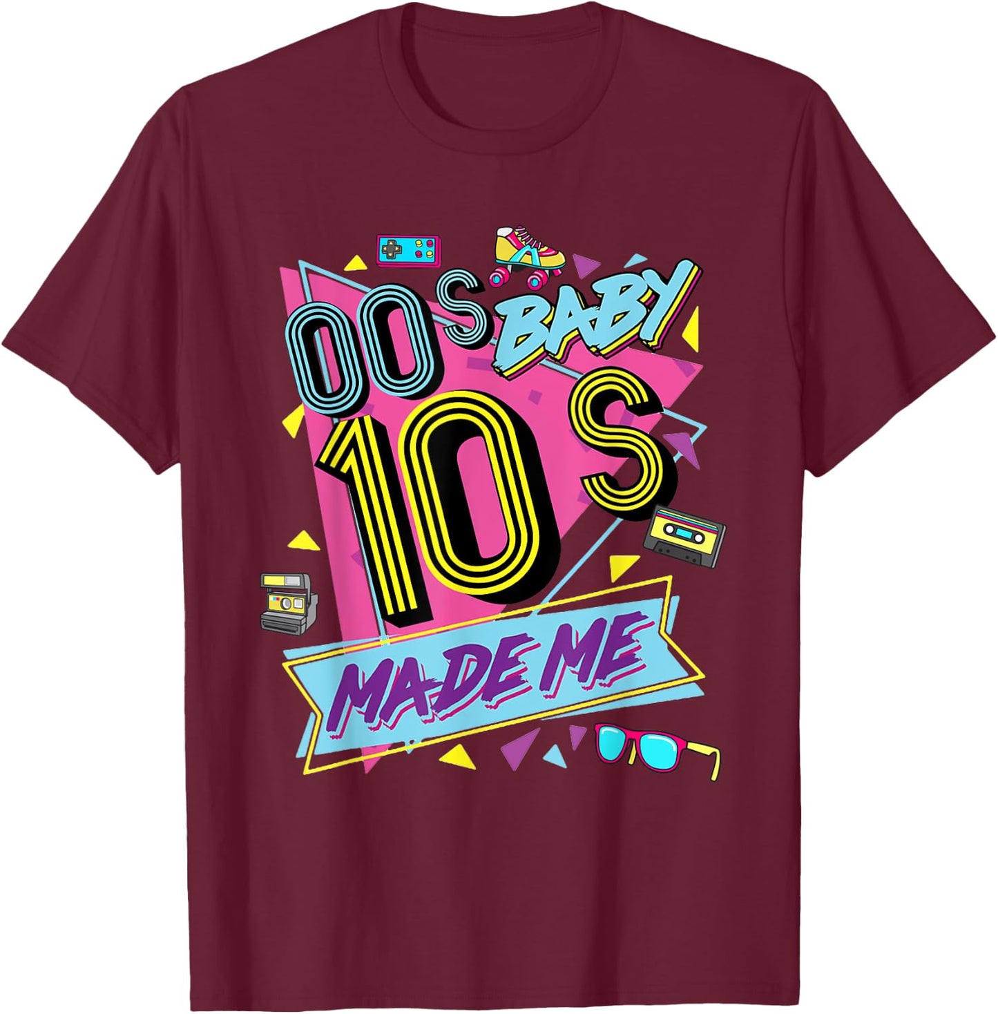 Retro Vintage 00's Baby 10's Made Me Nostalgia Classic T-Shirt - T-Shirt | Maroon