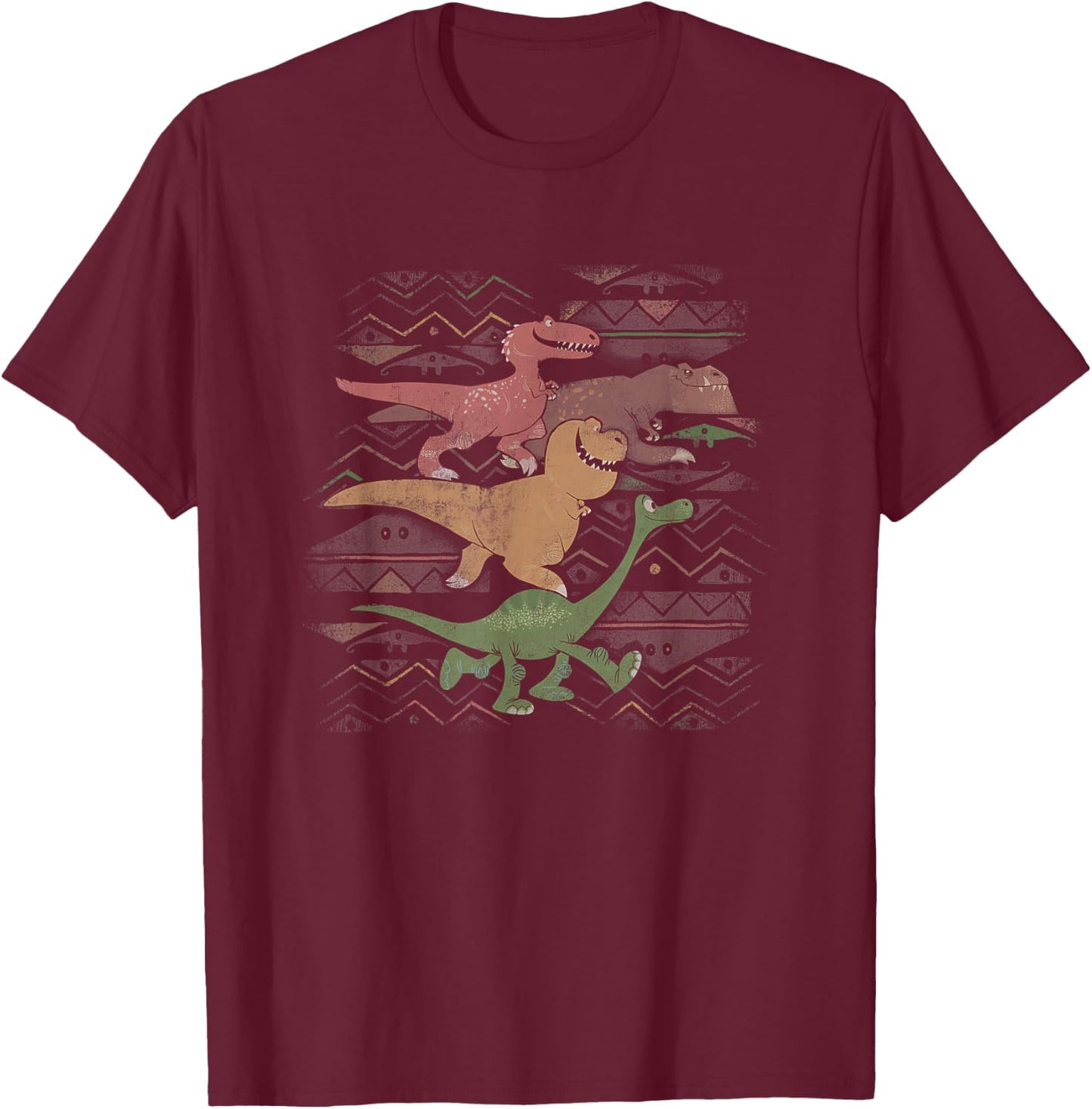 Disney Pixar The Good Dinosaur Dino Retro Cave Painting Logo T-Shirt - T-Shirt | Maroon