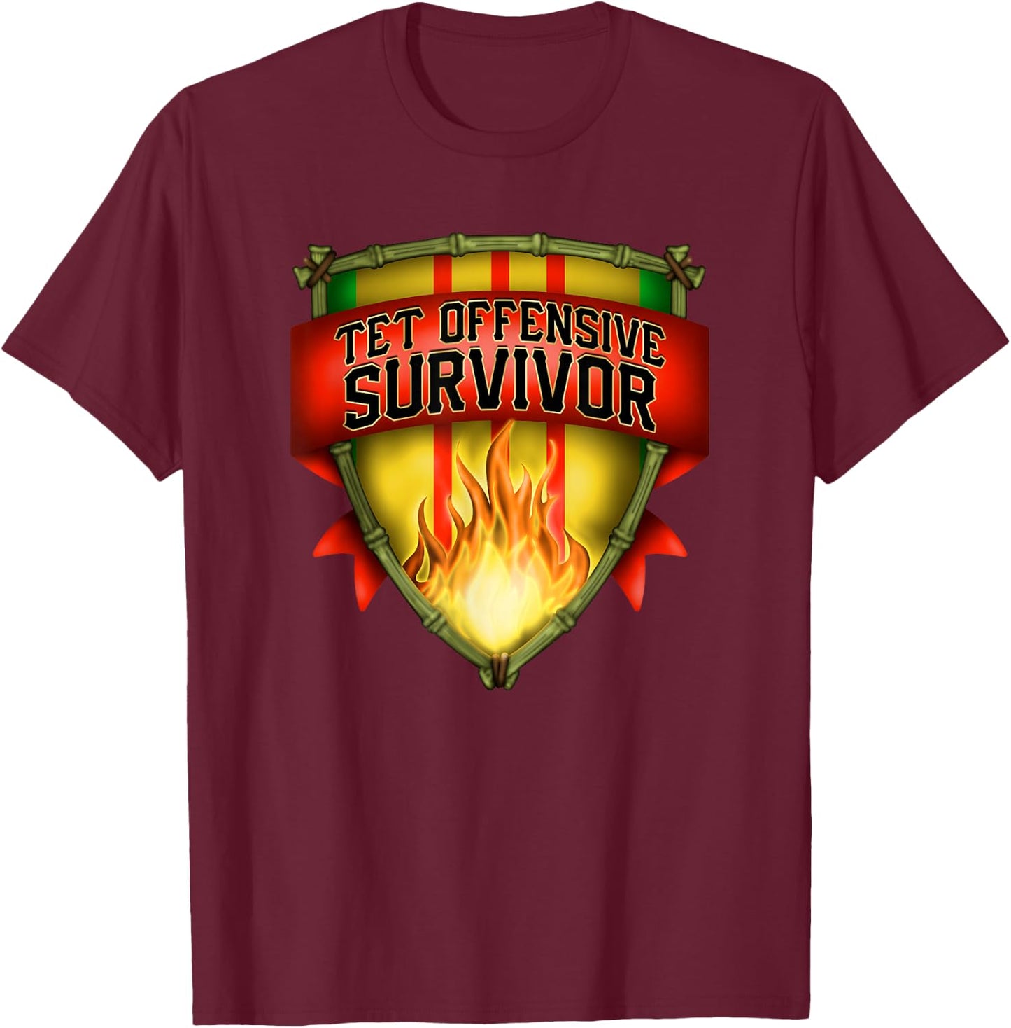 Vietnam Veteran Tet Offensive Survivor T-Shirt - T-Shirt | Maroon