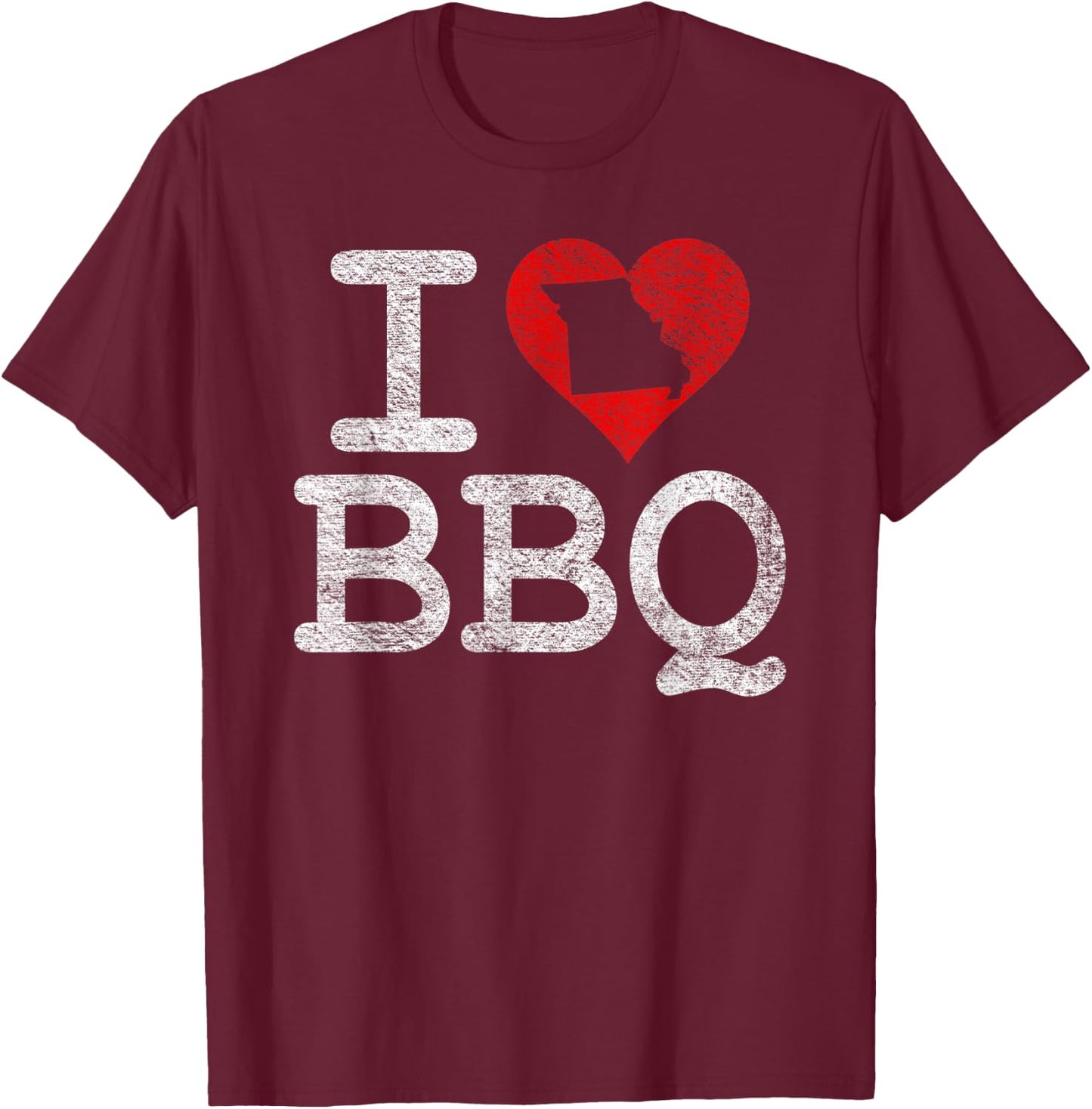 I Love Missouri Bbq I Heart Kansas City Sauce Grill Smoker T-Shirt - T-Shirt | Maroon