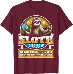 Disc Golfer I Funny Sloth Disc Golf Player T-Shirt - T-Shirt | Maroon