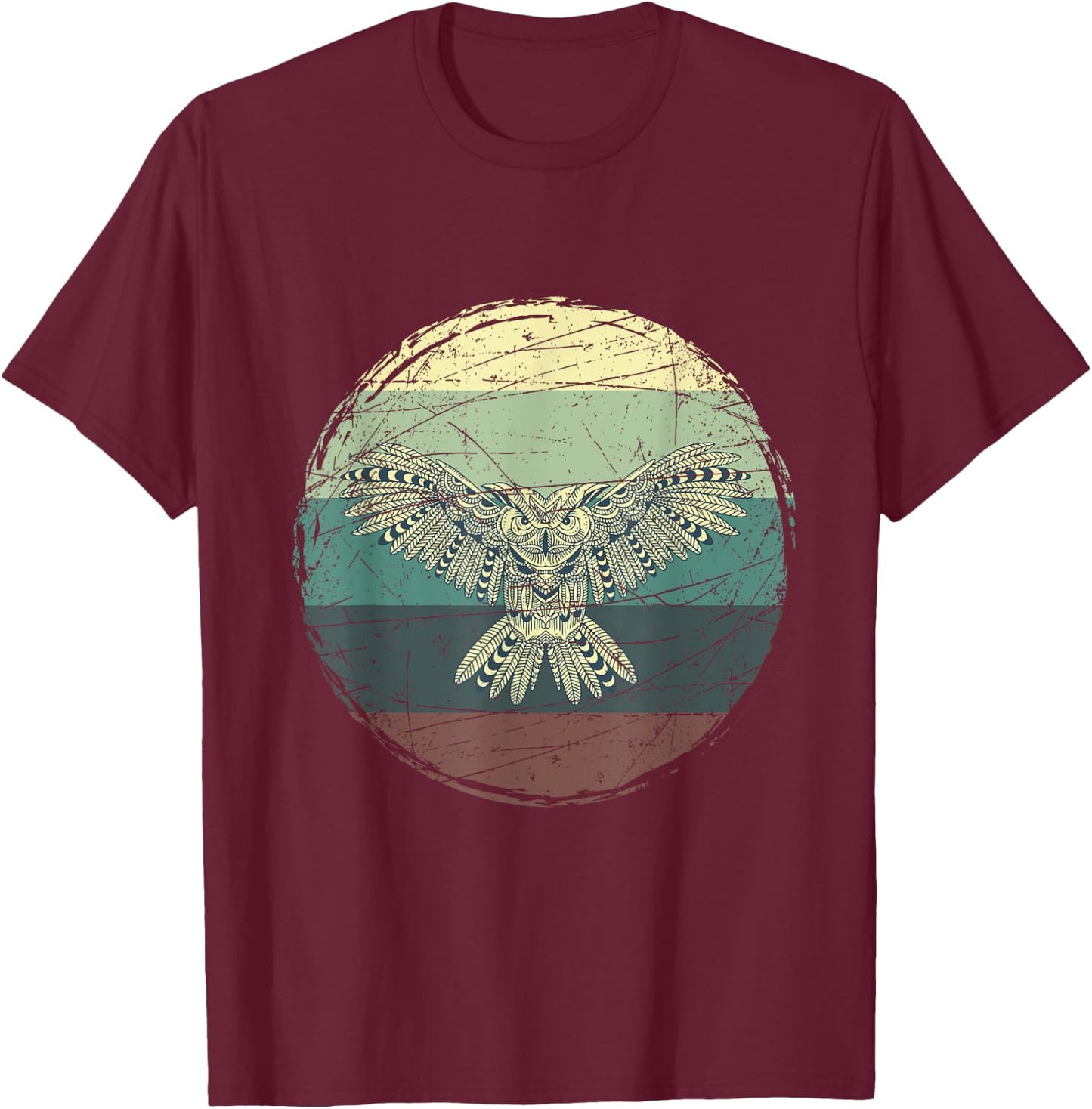 Retro Owl T-Shirt - T-Shirt | Maroon