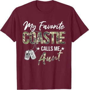 My Favorite Coastie Calls Me Aunt Proud US Coast Guard Me T-Shirt - T-Shirt | Maroon