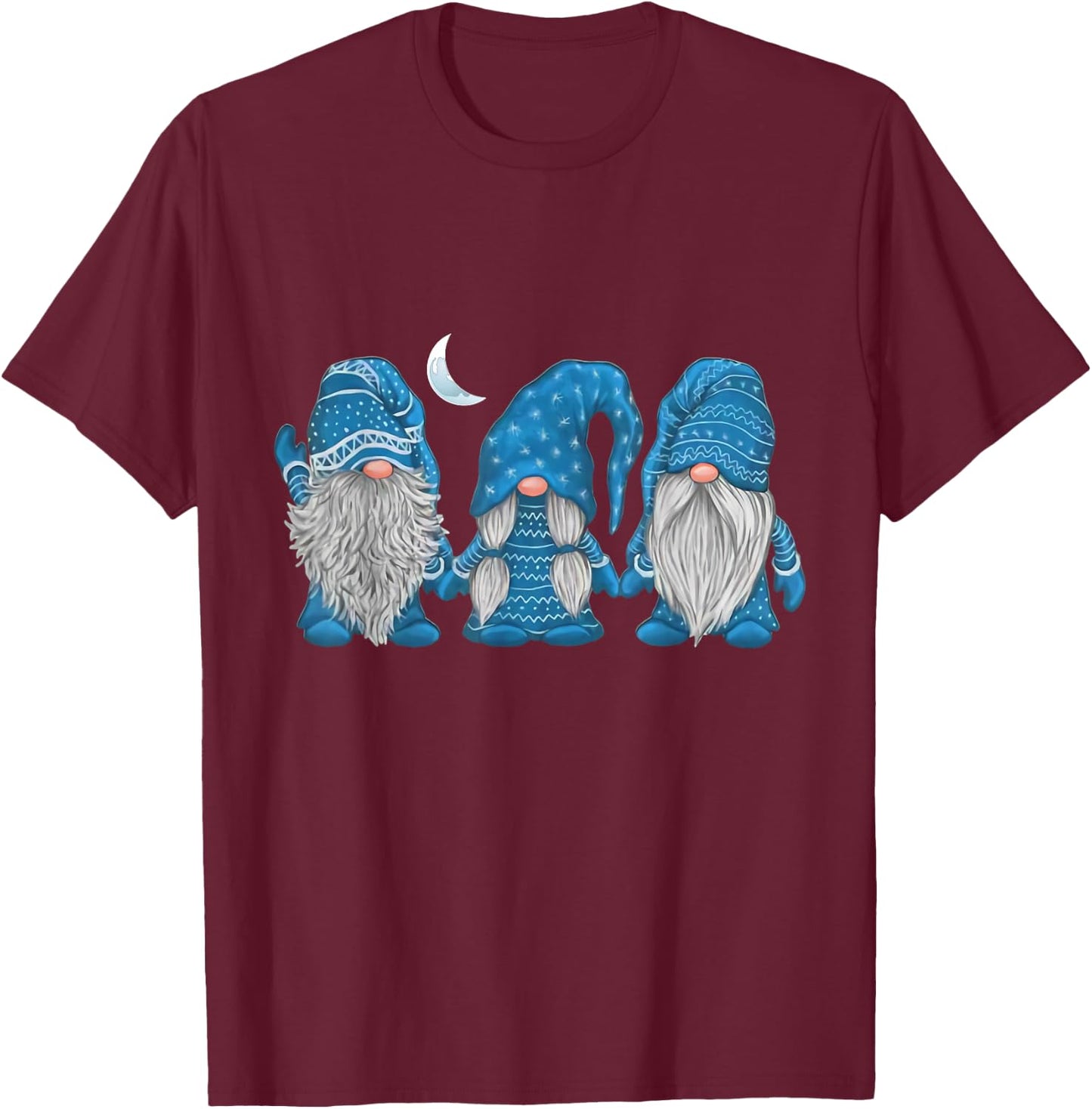 Sleepy Moon Winter Gnomes Pajamas T-Shirt - T-Shirt | Maroon