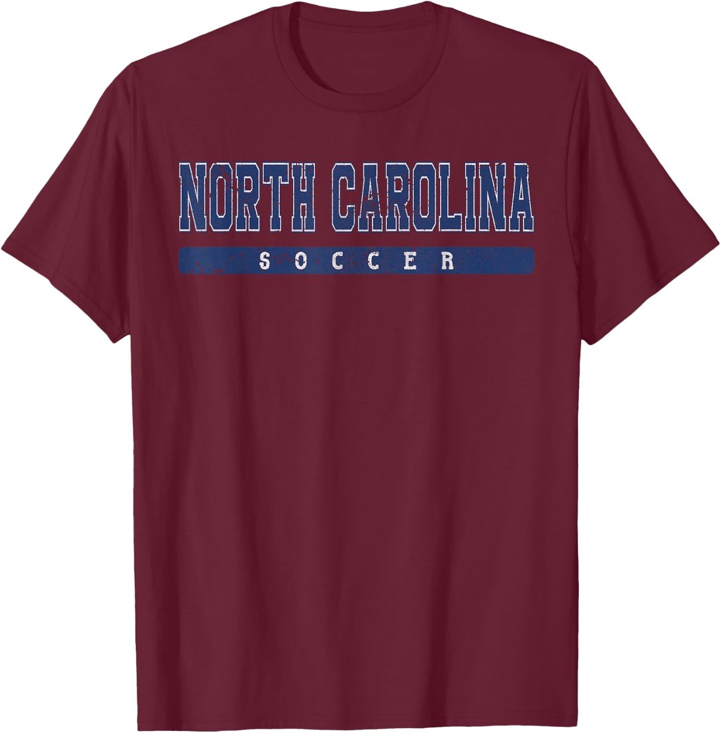 North Carolina Soccer Blue Vintage Text T-Shirt - T-Shirt | Maroon