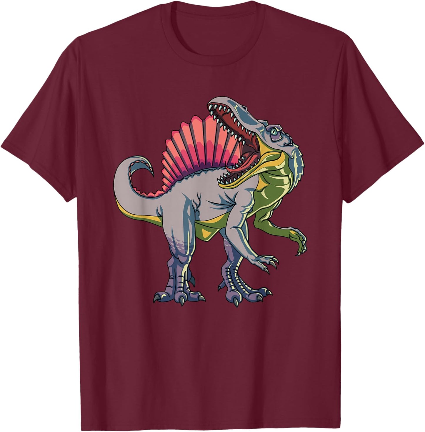 Realistic Spinosaurus Dinosaur Prehistoric Wildlife T-Shirt - T-Shirt | Maroon