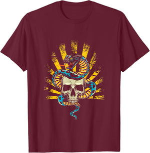 Skull Snake Rattlesnake Poison Animal Pet Dangerous Gift T-Shirt - T-Shirt | Maroon