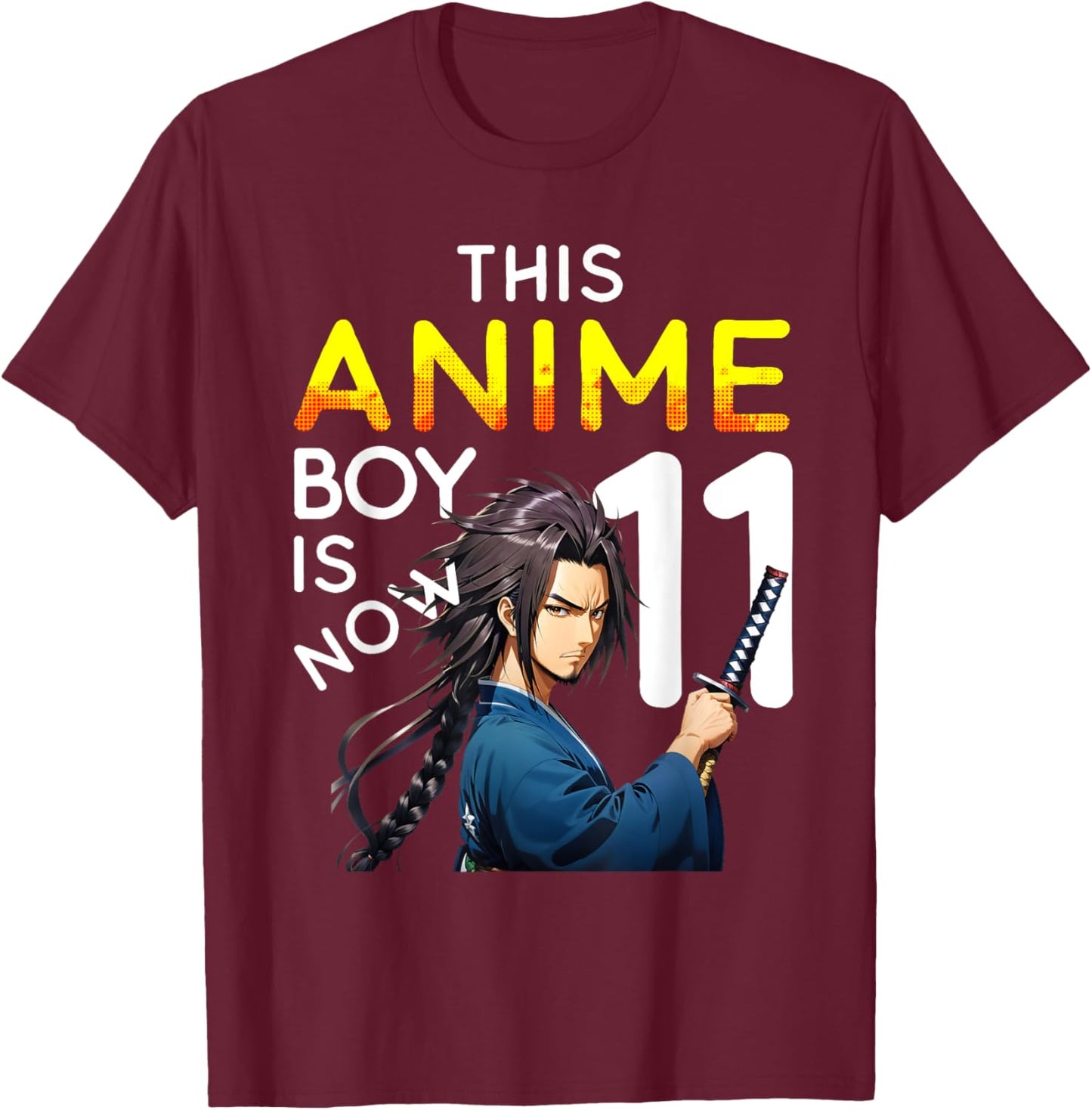 This Anime Boy Is Now 11 Years Old 11th Birthday Kawaii Kids T-Shirt - T-Shirt | Maroon
