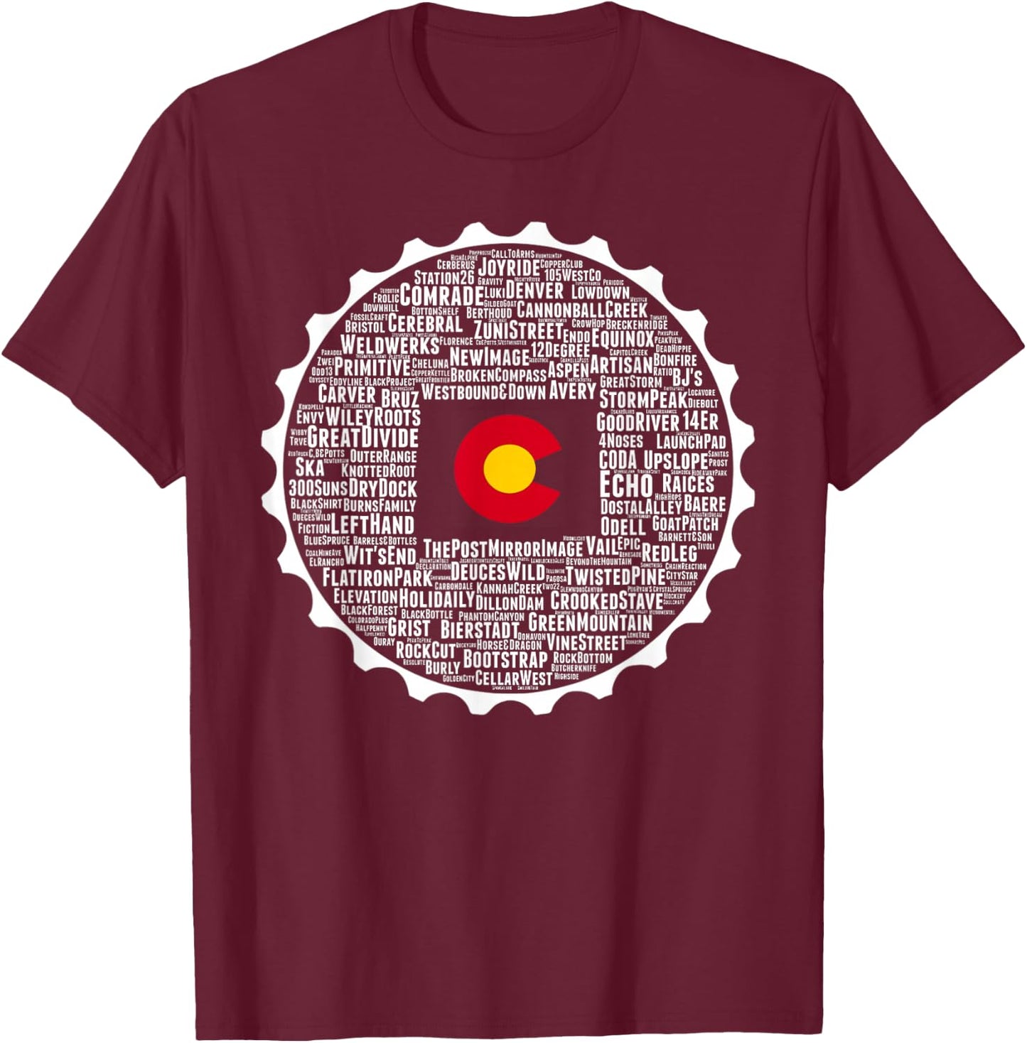 Drink Local Colorado Breweries T-Shirt - T-Shirt | Maroon