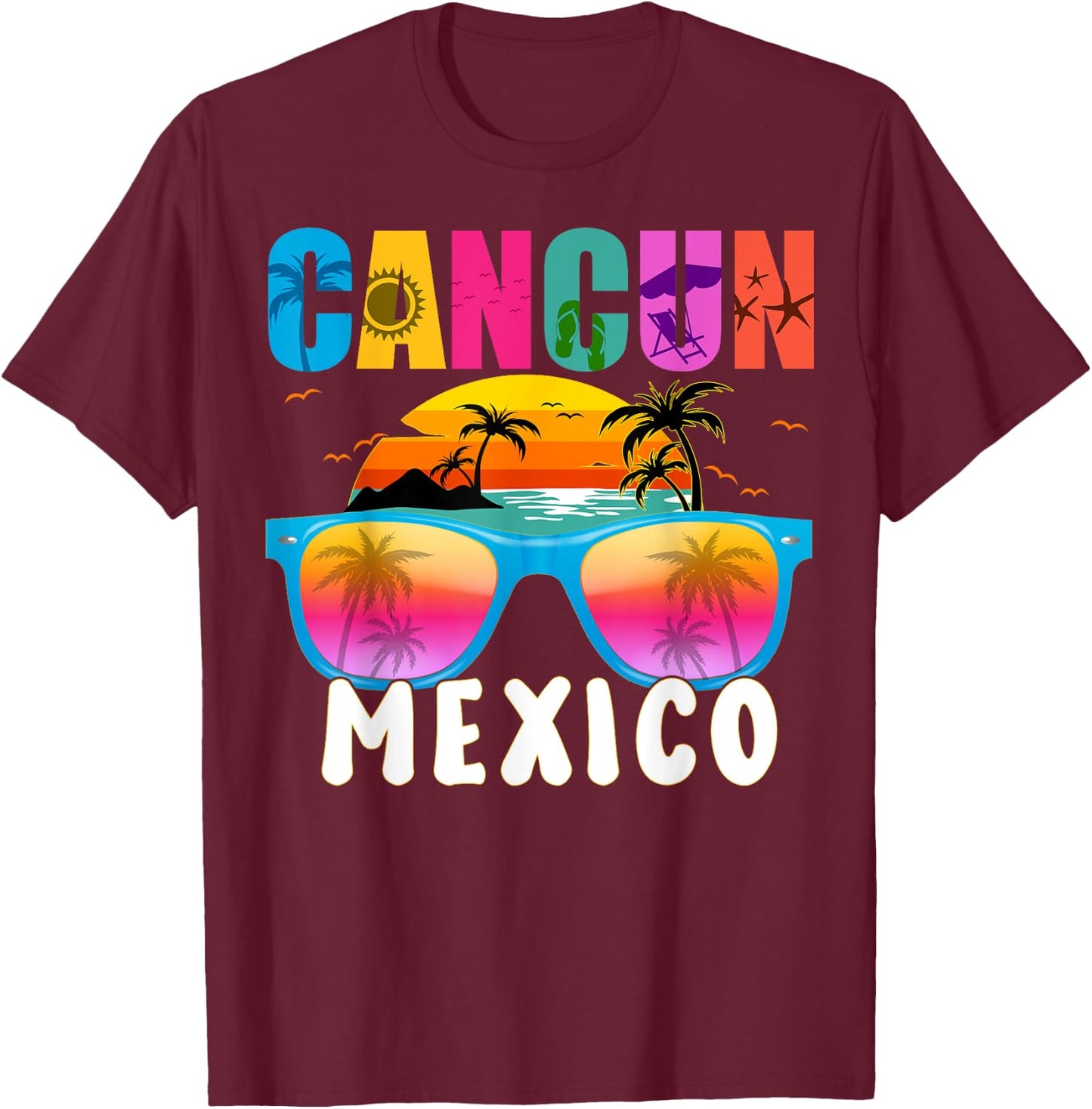 CANCUN MEXICO 2025 Vacation Beach Matching Family Group Women Girls Kids T-Shirt - T-Shirt | Maroon