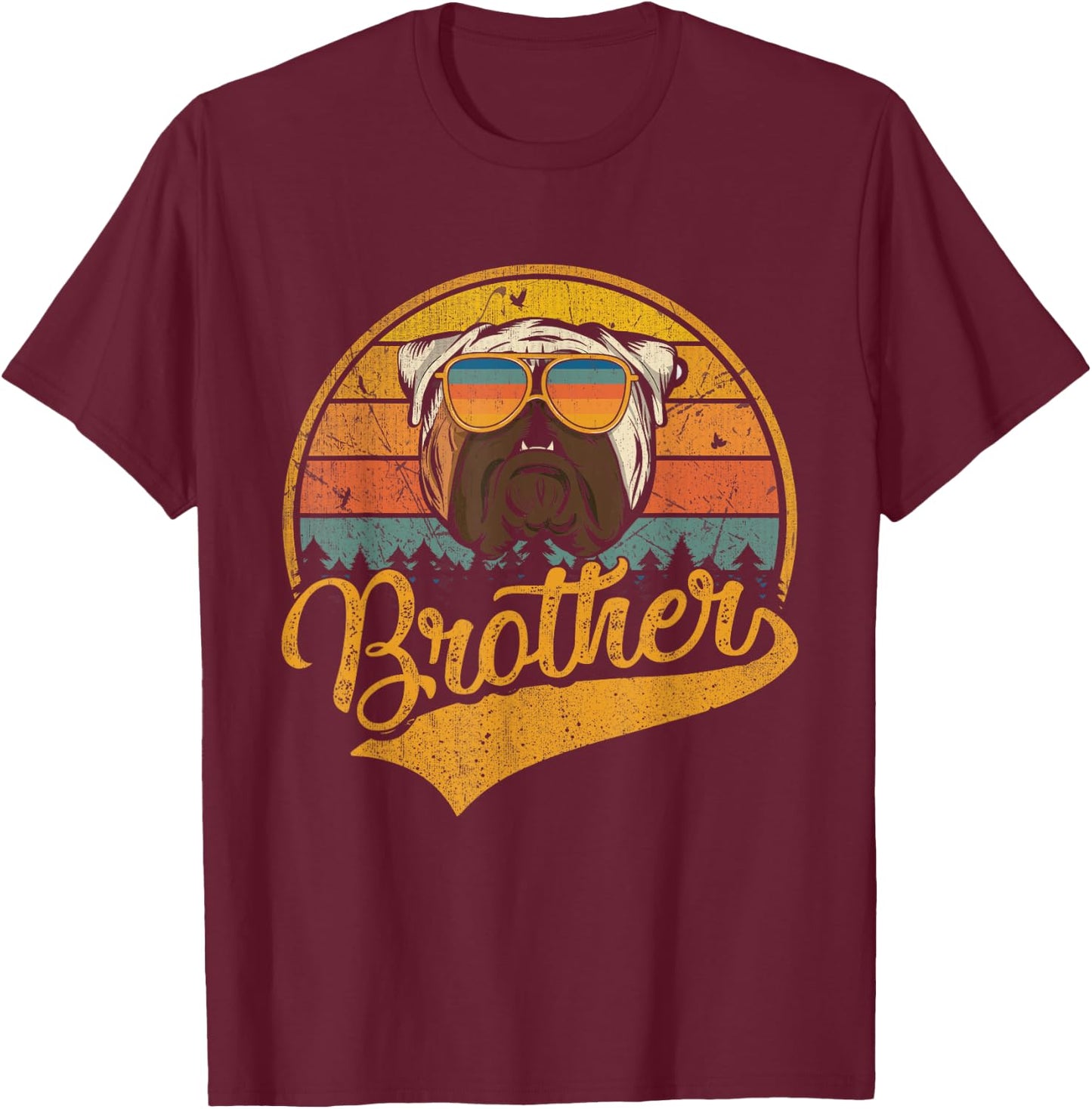 Father's Day Gifts Retro Vintage English Bulldog Brother Women Kids T-Shirt - T-Shirt | Maroon