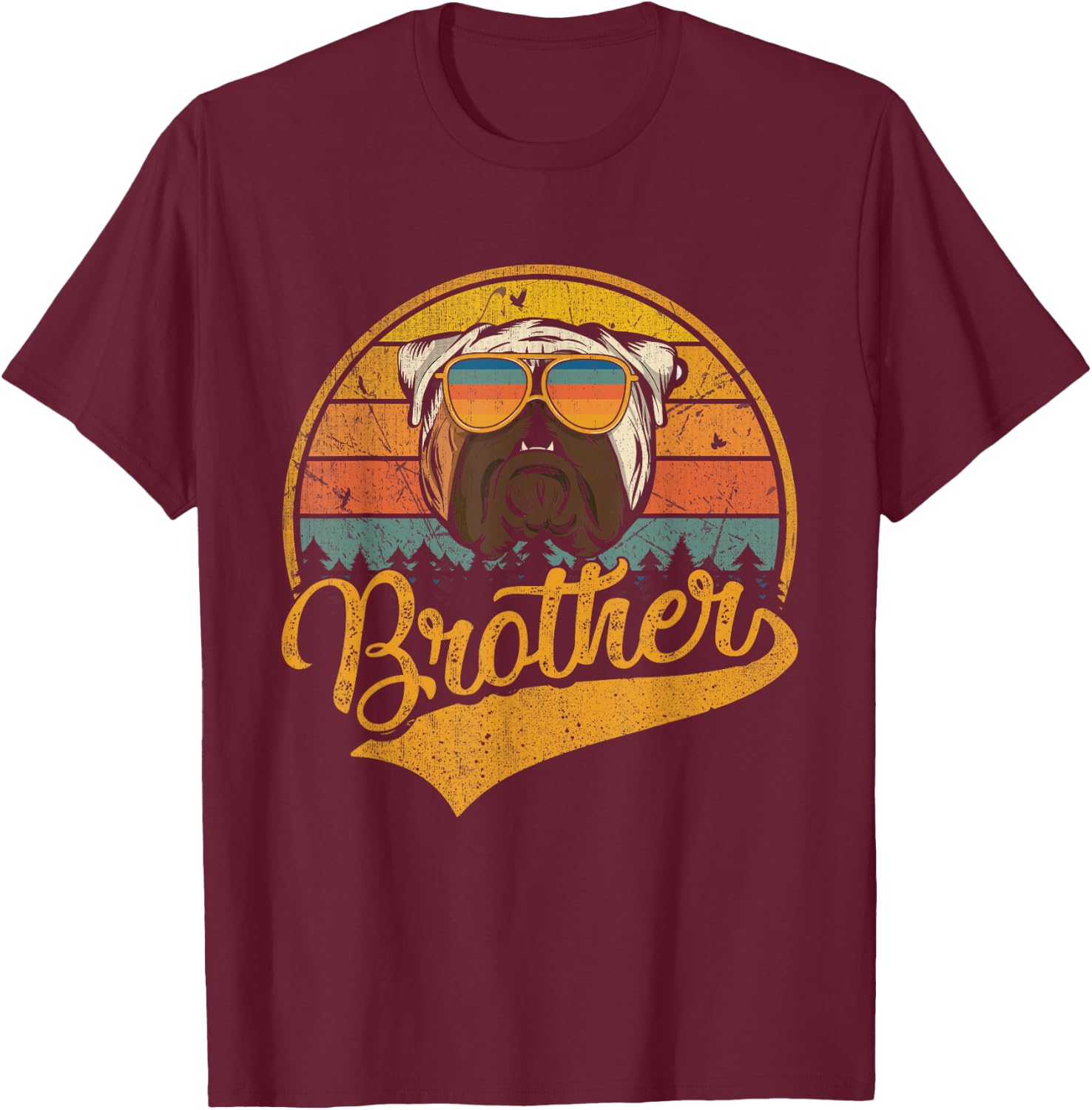 Father's Day Gifts Retro Vintage English Bulldog Brother Women Kids T-Shirt - T-Shirt | Maroon