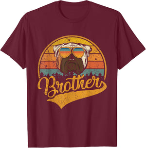 Father's Day Gifts Retro Vintage English Bulldog Brother Women Kids T-Shirt - T-Shirt | Maroon