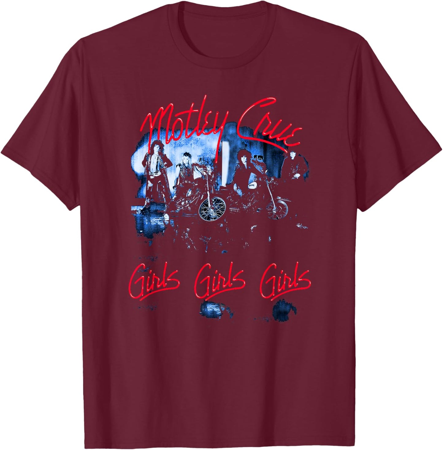 Mötley Crüe - Girls Girls Tracklist T-Shirt - T-Shirt | Maroon