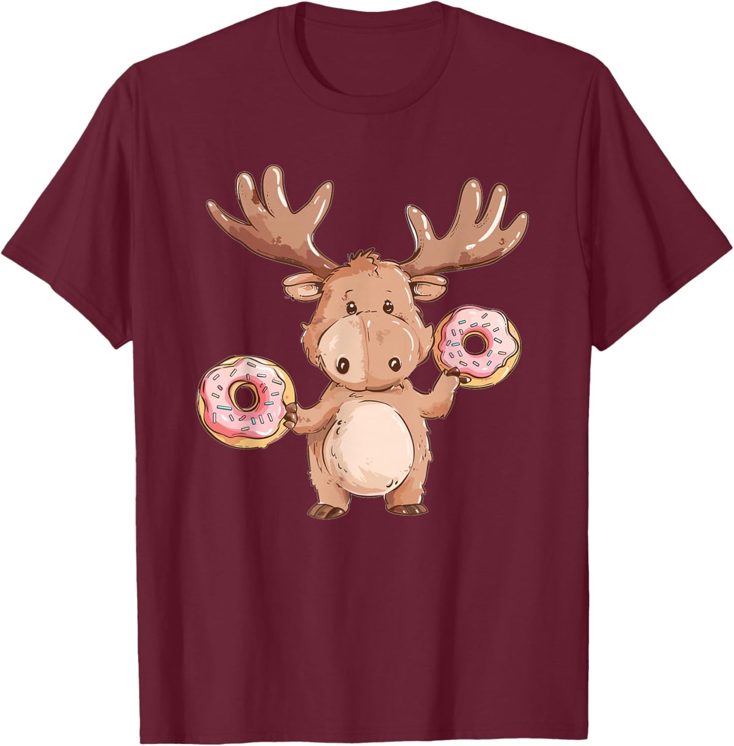 Cute Donut Moose T-Shirt - T-Shirt | Maroon