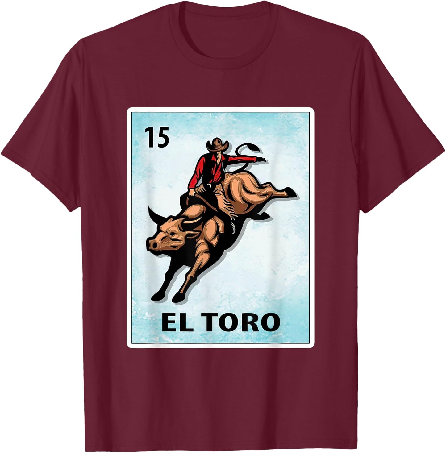 El Toro Mexican Bull Riding Cards T-Shirt - T-Shirt | Maroon